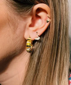 Earrings*anna + nina Garden Tiger Gold-Plated Hoop Earrings