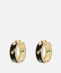 Earrings*anna + nina Nostalgia Gold-Plated Enamel Hoop Earrings