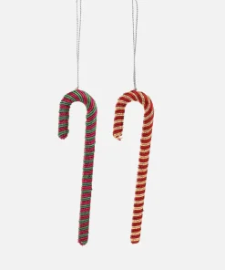 Home Accessories*anna + nina Set Of 2 Candy Stick Ornaments