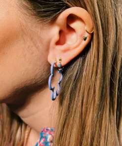 Earrings*anna + nina Wavy Enamel Hoop Earrings