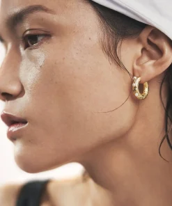 Earrings*Anni Lu Women's Gem In A Hoop - Gold