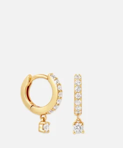 Earrings*Astrid & Miyu Crystal Charm Gold-Plated Silver Earrings