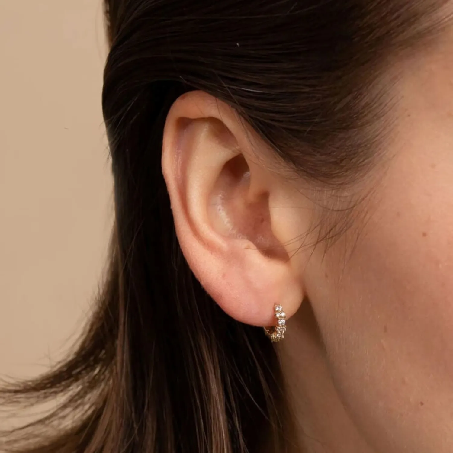 Earrings*Astrid & Miyu Crystal Gem Gold-Tone Huggies