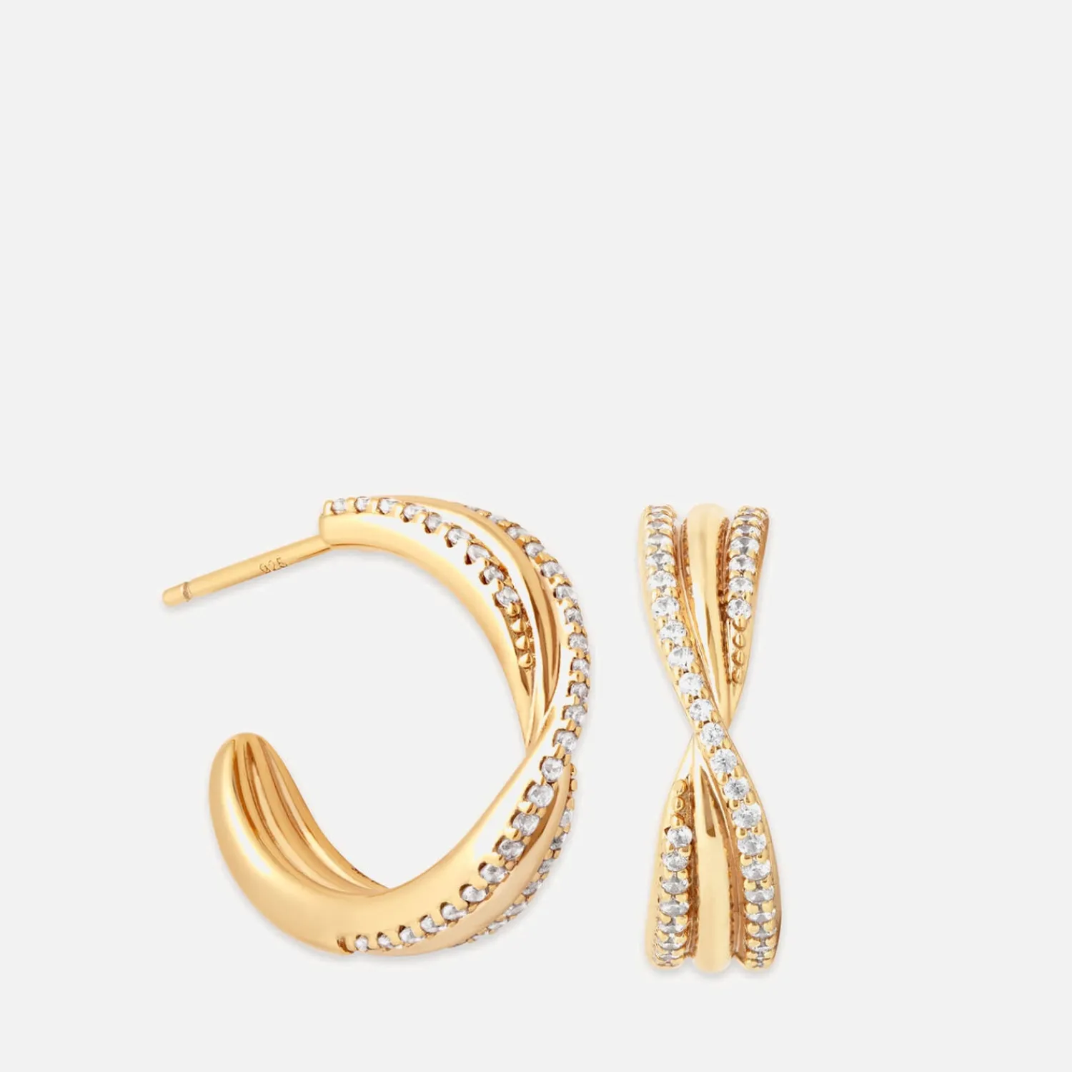 Earrings*Astrid & Miyu Pave Twist Gold-Plated Silver Earrings
