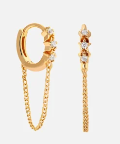 Earrings*Astrid & Miyu Women's Twilight Chain Huggies - Gold