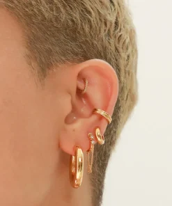 Earrings*Astrid & Miyu Women's Twilight Chain Huggies - Gold