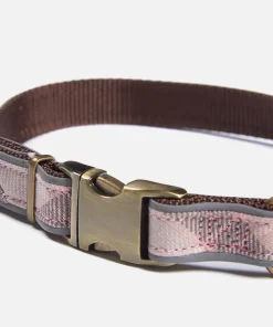 Home Accessories*Barbour Reflective Tartan Dog Collar - Taupe/Pink Tartan