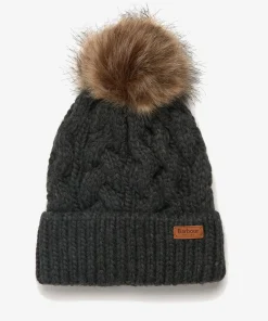 Hats Scarves & Gloves*Barbour Women's Penshaw Cable Knit Beanie - Charcoal