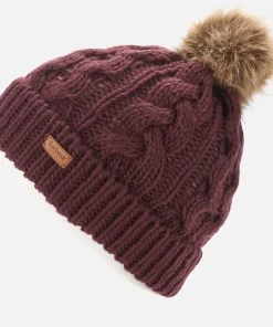 Hats Scarves & Gloves*Barbour Women's Penshaw Cable Beanie - Bordeaux