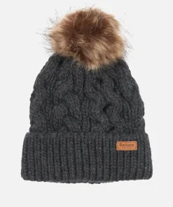 Hats Scarves & Gloves*Barbour Women's Penshaw Cable Knit Beanie - Charcoal
