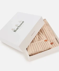 Hats Scarves & Gloves*Barbour Women's Saltburn Beanie And Scarf Set - Pearl