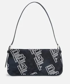 Shoulder Bags*BY FAR Dulce Crystal Monogram Suede Shoulder Bag