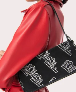 Shoulder Bags*BY FAR Dulce Crystal Monogram Suede Shoulder Bag