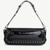 Shoulder Bags*BY FAR Maddy Studded Black Patent Leather Bag