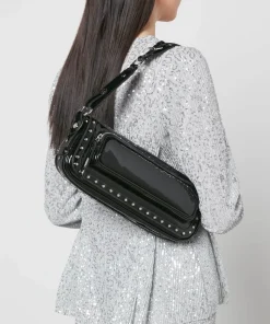 Shoulder Bags*BY FAR Maddy Studded Black Patent Leather Bag
