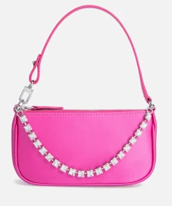 Mini Bags*BY FAR Mini Rachel Satin And Rhinestone Chain Bag