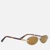 Sunglasses*BY FAR Texas Mirror Gold-Tone Metal Sunglasses