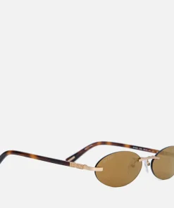 Sunglasses*BY FAR Texas Mirror Gold-Tone Metal Sunglasses