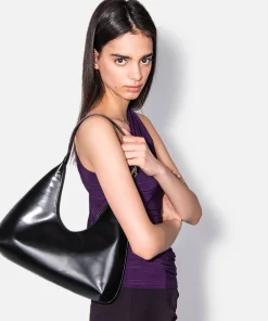 Shoulder Bags*BY FAR Women's Amber Semi Patent Shoulder Bag - Black