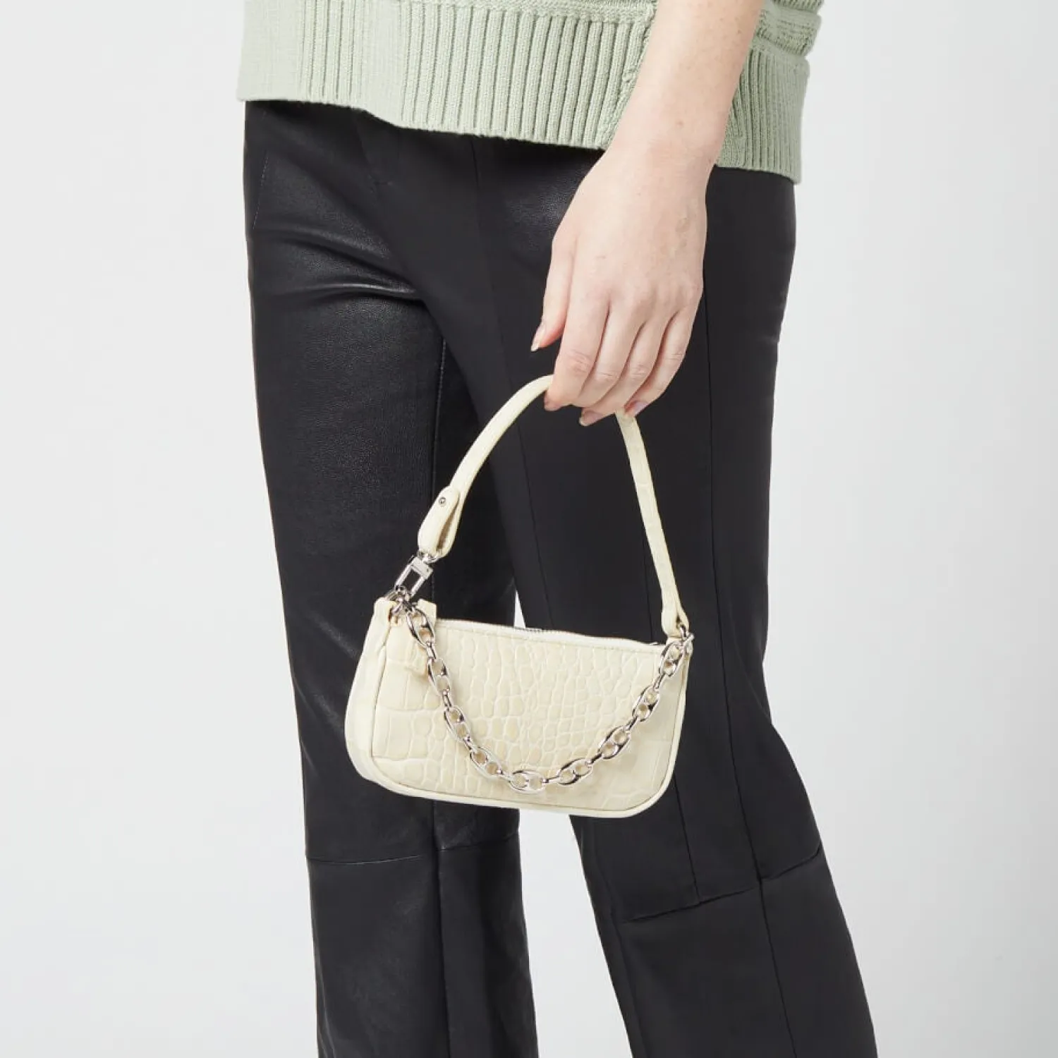 Shoulder Bags*BY FAR Women's Mini Rachel Croco Bag - Cream