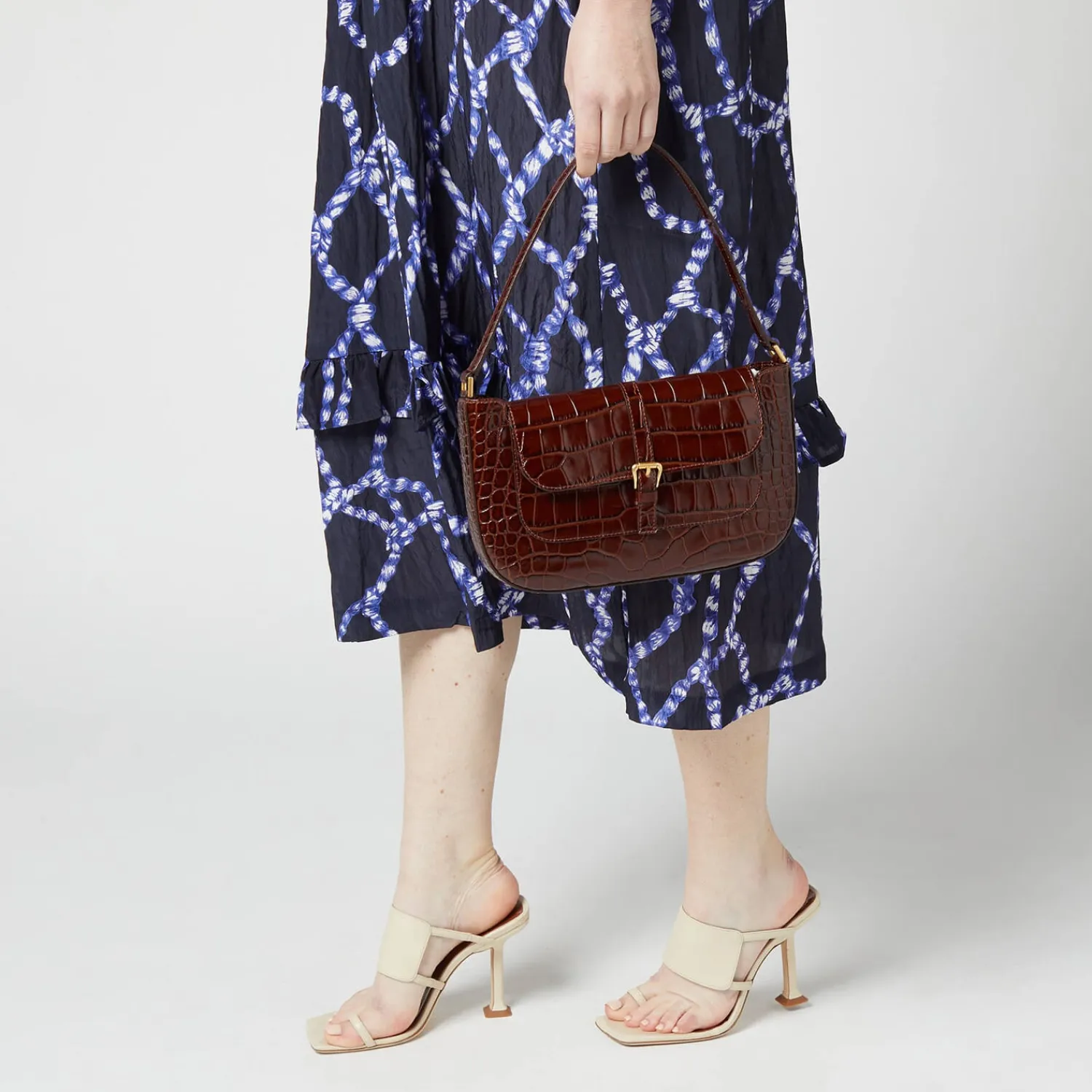 Shoulder Bags*BY FAR Women's Miranda Croco Shoulder Bag - Nutella