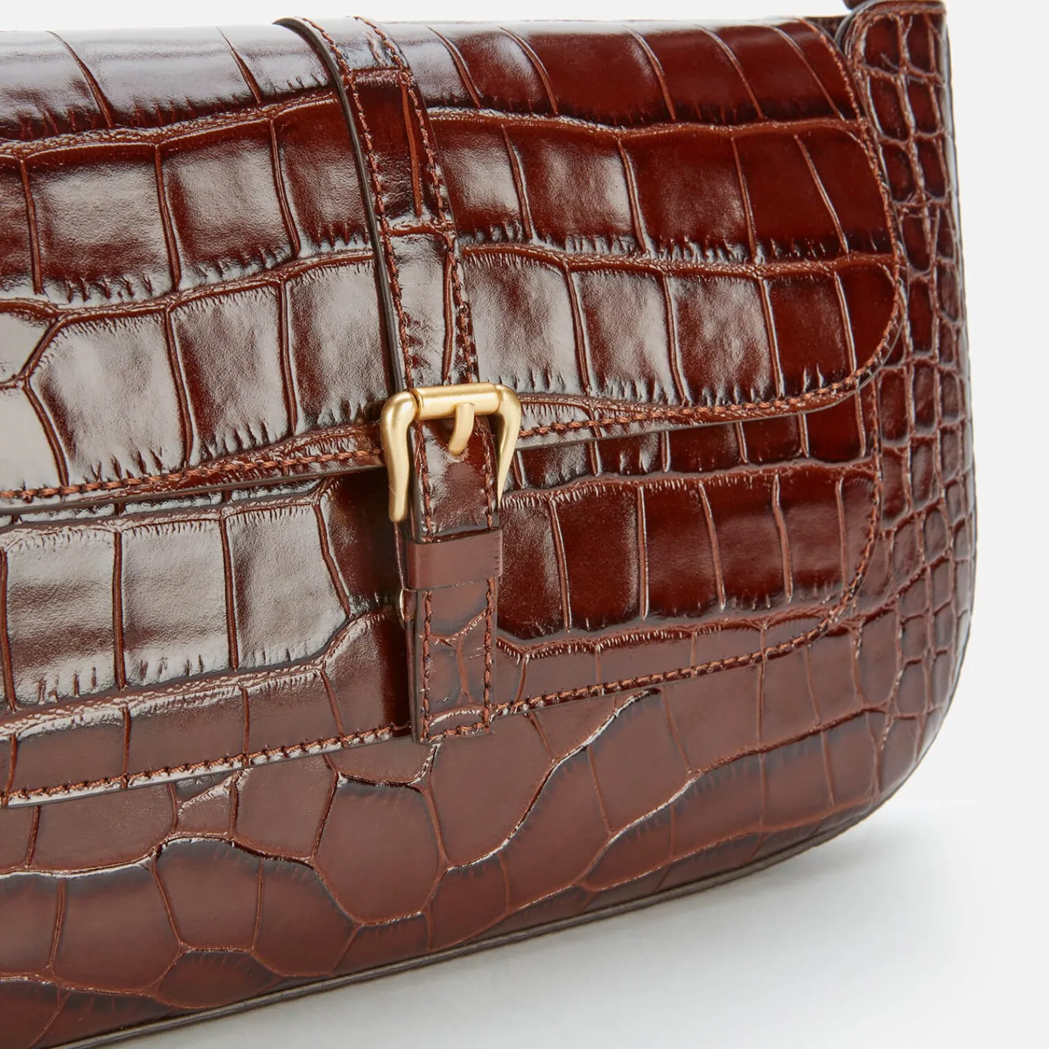 Shoulder Bags*BY FAR Women's Miranda Croco Shoulder Bag - Nutella