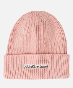 Hats Scarves & Gloves*Calvin Klein Jeans Institutional Ribbed-Cotton Blend Beanie