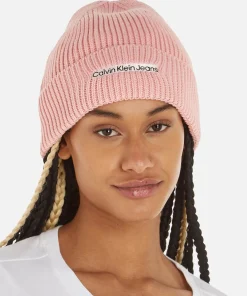 Hats Scarves & Gloves*Calvin Klein Jeans Institutional Ribbed-Cotton Blend Beanie
