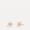 Earrings*Coach C Gold-Plated Crystal And Faux Pearl Stud Earrings