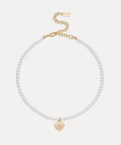 Necklaces*Coach C Heart Gold-Plated Faux Pearl Choker Necklace