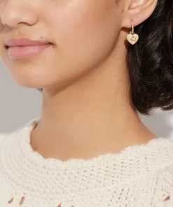 Earrings*Coach C Heart Pave Gold-Tone And Resin Huggie Earrings