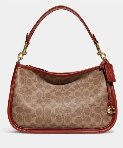 Crossbody Bags*Coach Cary Monogram Coated-Canvas And Leather Shoulder Bag Tan Rust