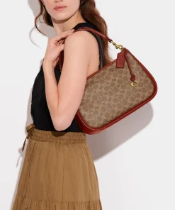 Crossbody Bags*Coach Cary Monogram Coated-Canvas And Leather Shoulder Bag Tan Rust