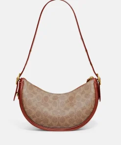 Shoulder Bags*Coach Coated Canvas Signature Luna Shoulder Bag Tan Rust