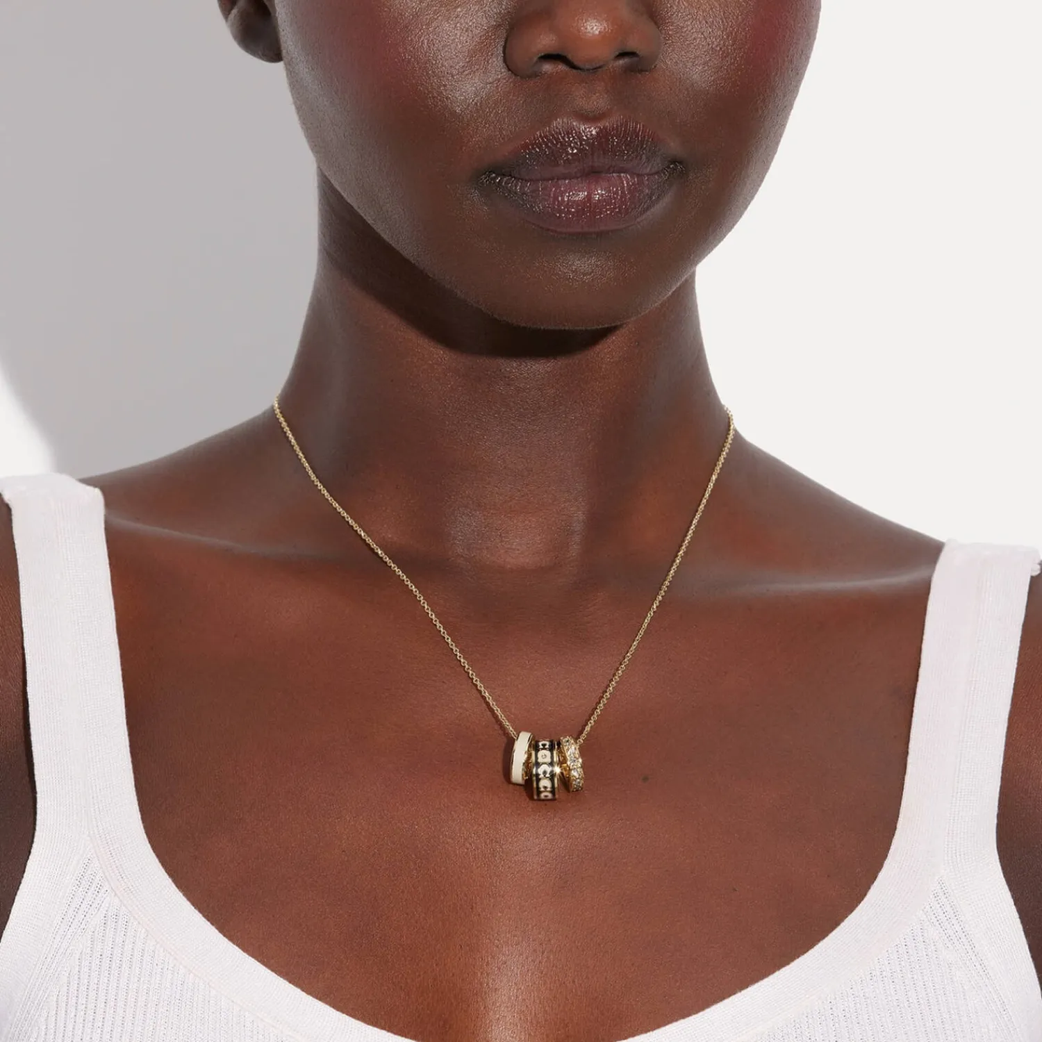 Necklaces*Coach Gold-Platedenamel And Crystal Necklace