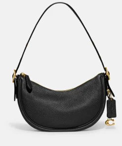 Shoulder Bags*Coach Luna Pebbled Leather Shoulder Bag Black