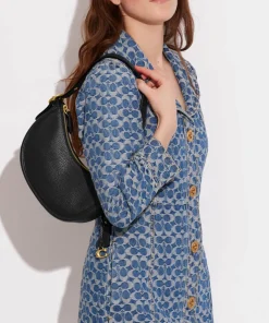 Shoulder Bags*Coach Luna Pebbled Leather Shoulder Bag Black