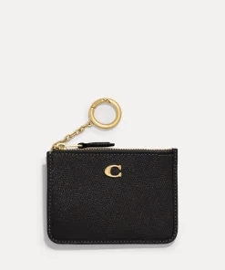 Purses And Cardholders*Coach Mini Pebbled Crossgrain Leather Id Wallet