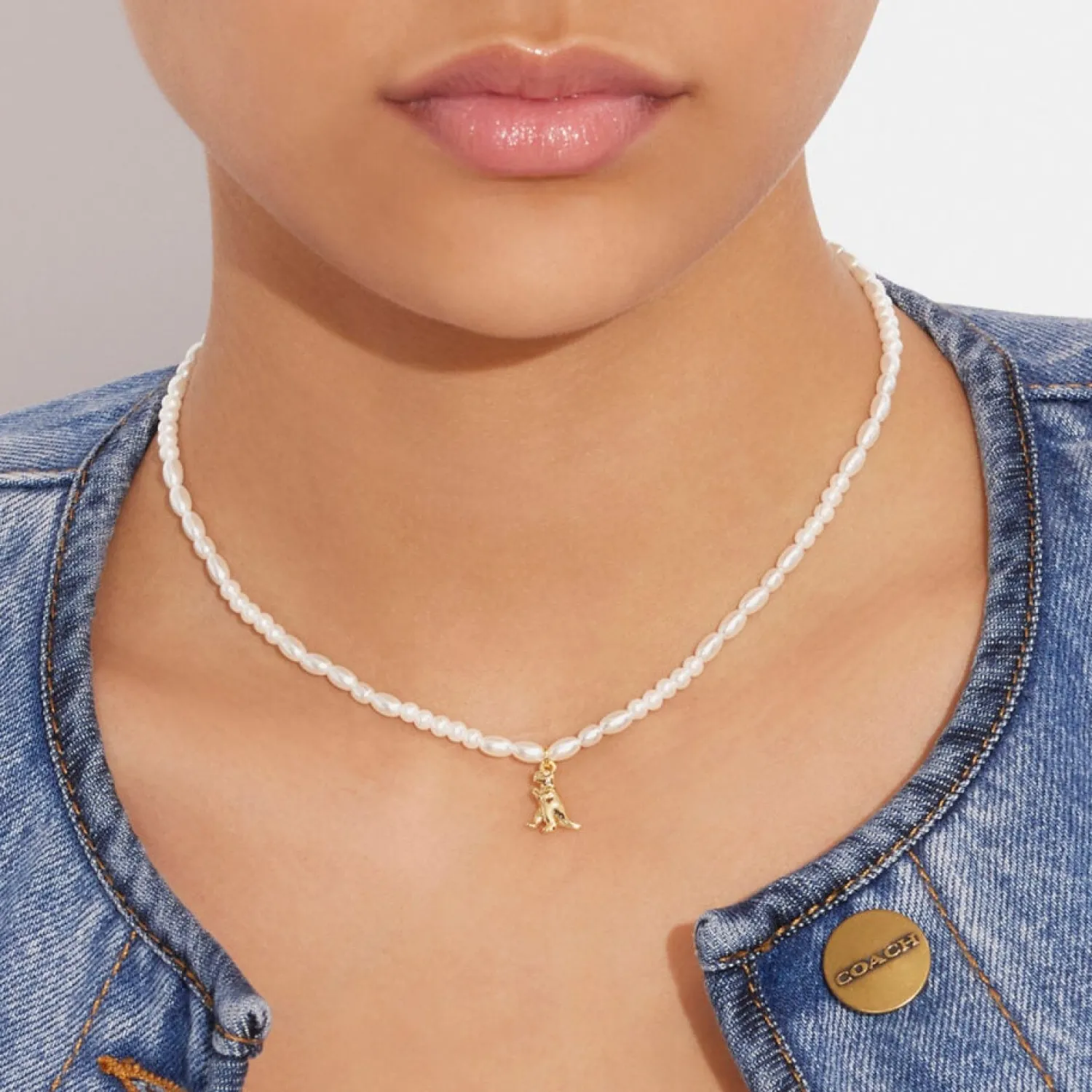 Necklaces*Coach Pearl Charms Gold-Plated Necklace