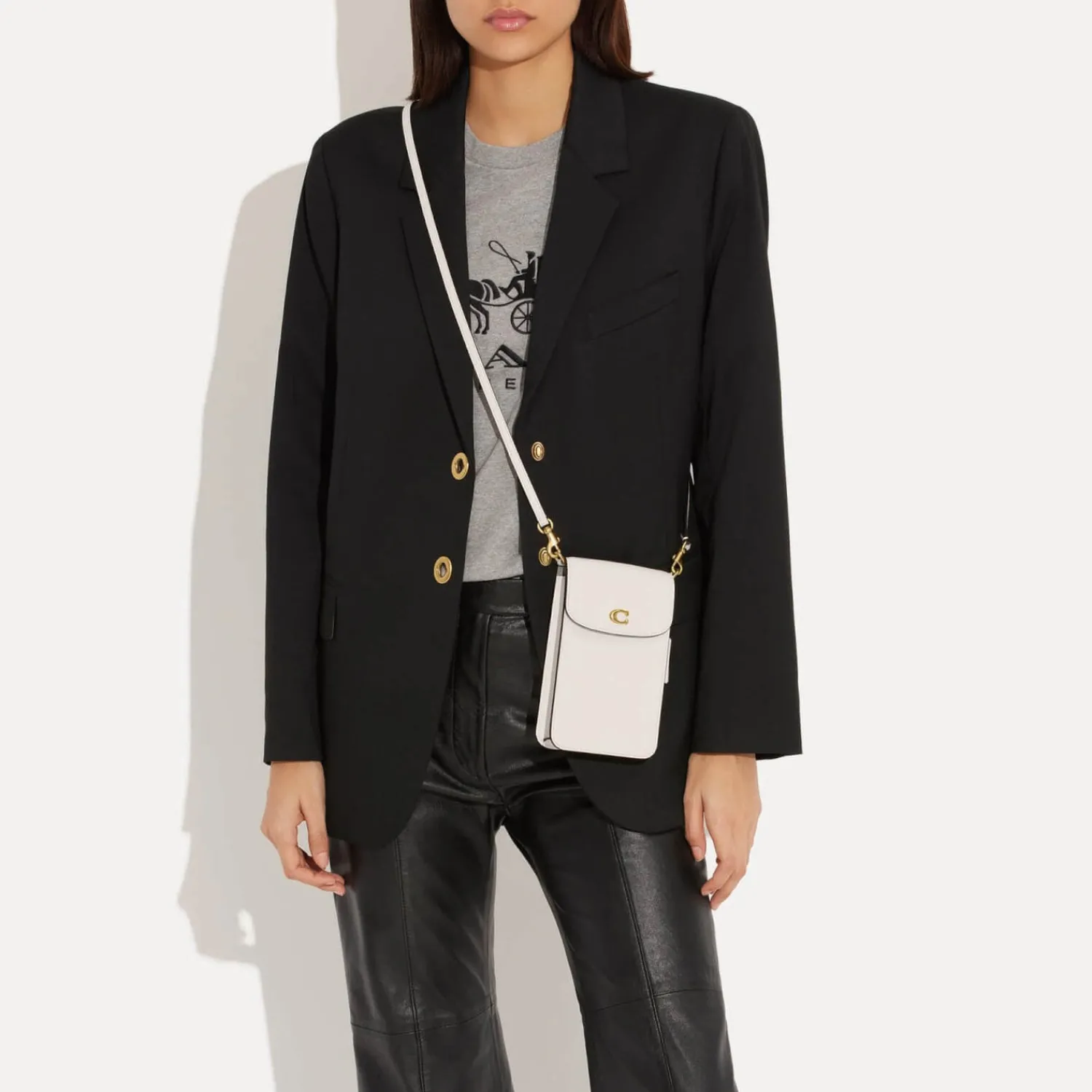 Tech Accessories*Coach Polished C Phone Leather Crossbody Bag