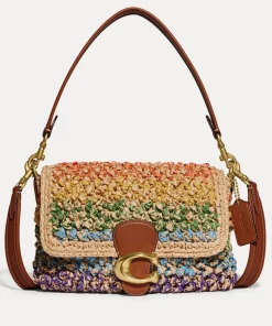 Shoulder Bags*Coach Rainbow Straw Soft Tabby Raffia Shoulder Bag