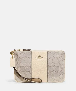 Home Accessories*Coach Small Jacquard And Leather Wristlet Purse
