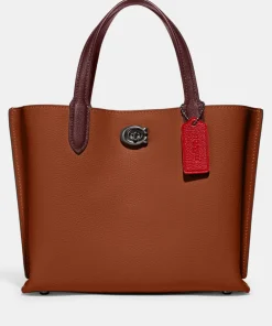 Tote Bags*Coach Willow Colour-Block Leather Tote Bag 1941 Saddle Multi