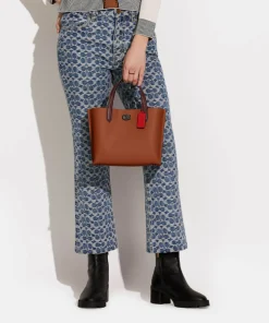 Tote Bags*Coach Willow Colour-Block Leather Tote Bag 1941 Saddle Multi