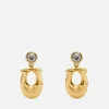Earrings*Coach Women's C Crystal Earrings - Gold/Clear