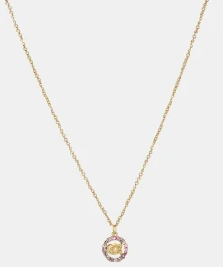 Necklaces*Coach Women's C Multi Crystal Necklace - Gold/Pink Multi