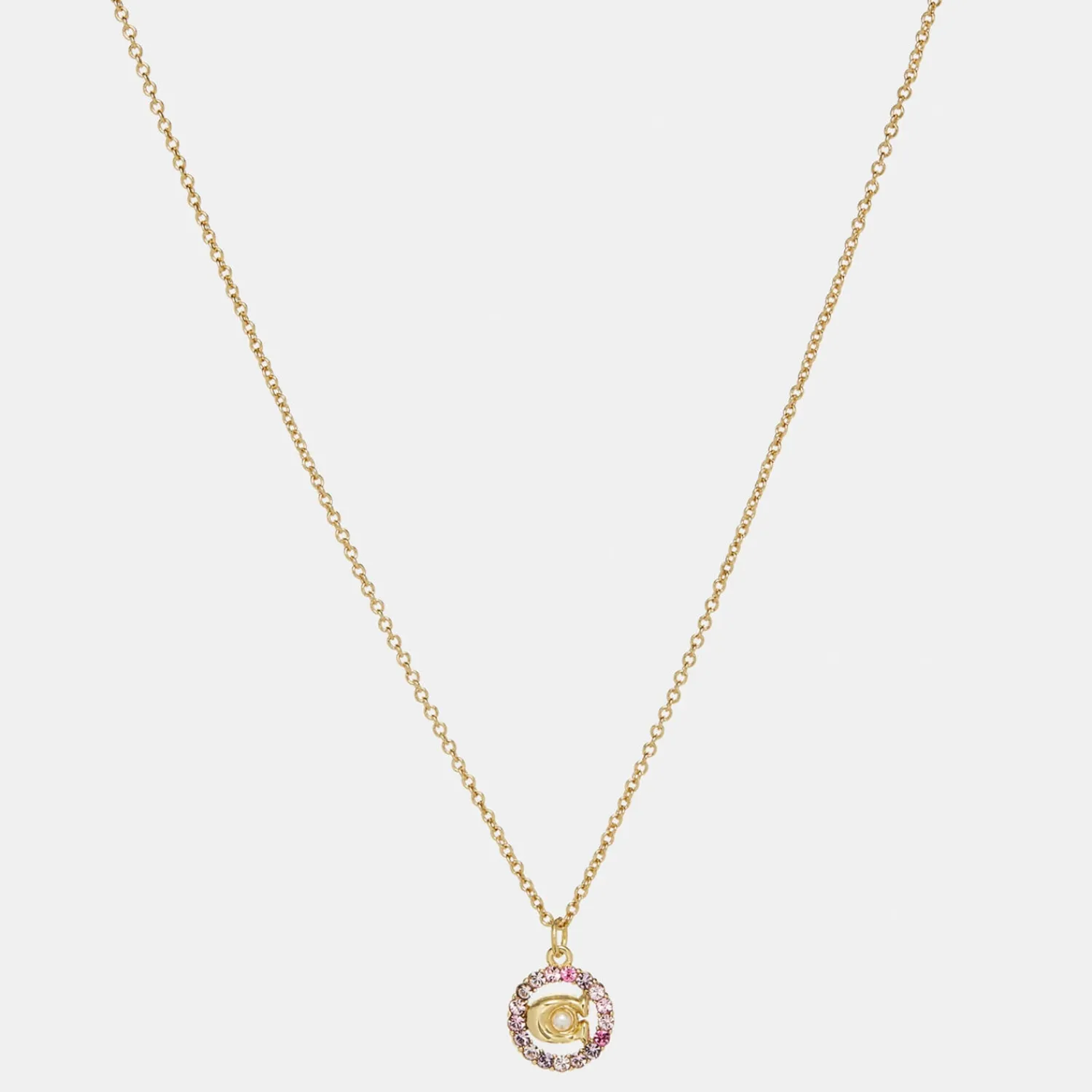 Necklaces*Coach Women's C Multi Crystal Necklace - Gold/Pink Multi