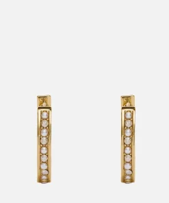 Earrings*Coach Women's Classic Pearl Huggie - Gold