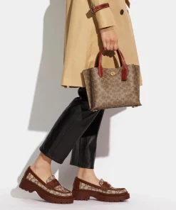 Tote Bags*Coach Women's Coated Canvas Signature Willow Tote Bag 24 - Tan Rust