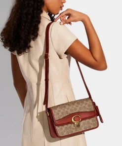 Shoulder Bags*Coach Women's Coated Canvas Signature Studio Shoulder Bag - Tan Rust